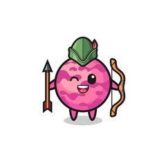 ice cream scoop cartoon as medieval archer mascot