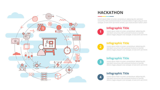 hackathon concept for infographic template banner with four point list information