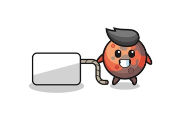 mars cartoon is pulling a banner