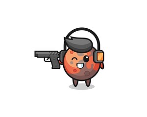 illustration of mars cartoon doing shooting range