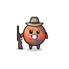 mars hunter mascot holding a gun
