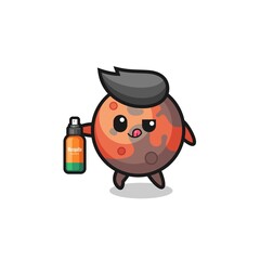 cute mars holding mosquito repellent