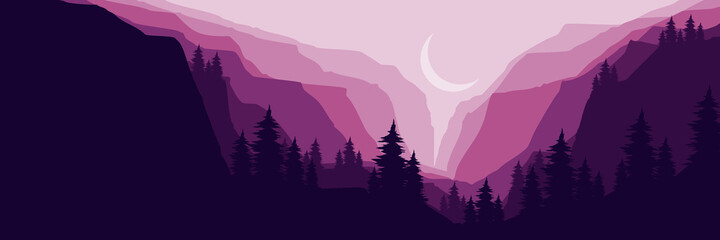 mountain landscape flat design vector illustration good for wallpaper, background, web banner, backdrop, desktop wallpaper, and design template