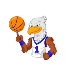 Eagle basketball sport mascot with ball