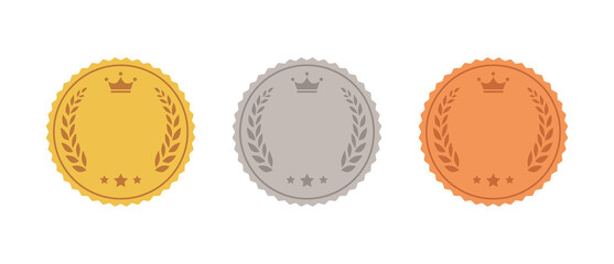 set of gold silver and bronze medals flat icons	