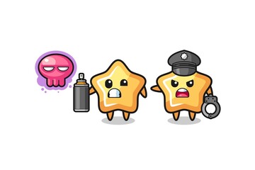 star cartoon doing vandalism and caught by the police