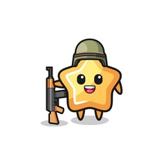 cute star mascot as a soldier