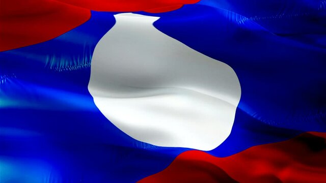 Laos flag. National 3d Laos flag waving. Sign of Laotian seamless loop animation. Laos flag HD Background. Laotian flag Closeup 1080p Full HD video for presentation for Victory day

