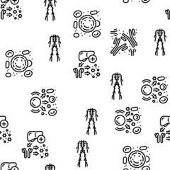 Immune System Disease And Treat Vector Seamless Pattern Thin Line Illustration