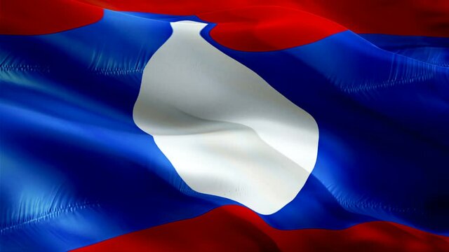 Laotian flag. 3d Laos flag waving video. Sign of Laos seamless loop animation. Laotian flag HD resolution Background. Laos flag Closeup 1080p HD video for Independence Day,Victory day
