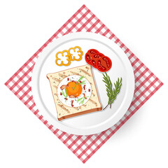 Healthy breakfast with egg bread toast