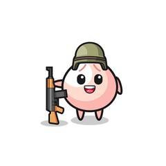 cute meatbun mascot as a soldier