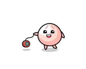 cartoon of cute meatbun playing a yoyo