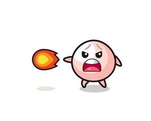 cute meatbun mascot is shooting fire power