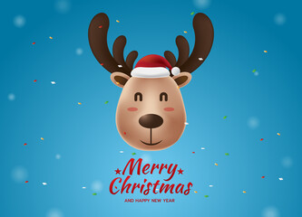 Reindeer face on blue background