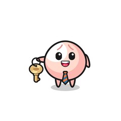 cute meatbun as a real estate agent mascot