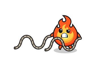 illustration of fire doing battle rope workout