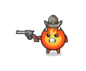 Obraz premium the fire cowboy shooting with a gun