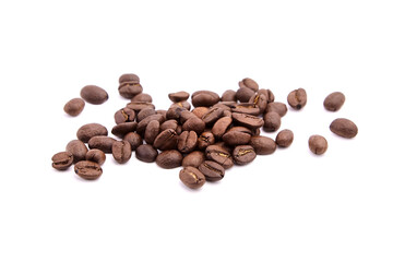 Roasted coffee beans isolated on white