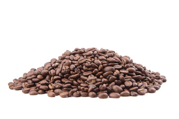 Roasted coffee beans isolated on white