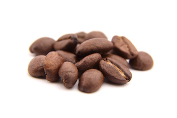 Roasted coffee beans isolated on white