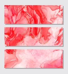 Abstract alcohol ink colors banner. Mixing paints.