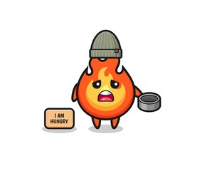 cute fire beggar cartoon character