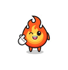 fire character doing Korean finger heart