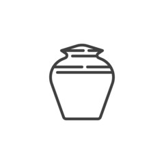 Cremation urn of ashes line icon
