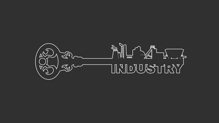 Flat design style modern illustration concept of a key of mining industry