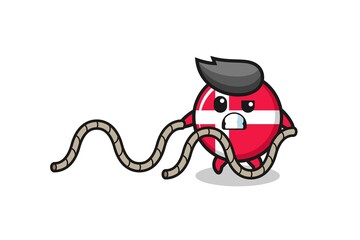 illustration of denmark flag doing battle rope workout
