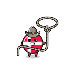 the denmark flag cowboy with lasso rope