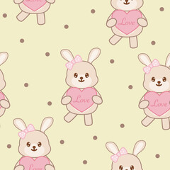 Obraz na płótnie Canvas Cute bear cartoon seamless pattern, lovely teddy seamless pattern, Creative for kids texture for fabric, wrapping, textile, wallpaper, apparel. Vector illustration background.