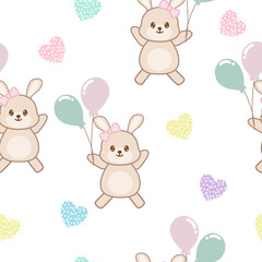 Obraz na płótnie Canvas Cute bear cartoon seamless pattern, lovely teddy seamless pattern, Creative for kids texture for fabric, wrapping, textile, wallpaper, apparel. Vector illustration background.