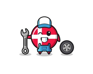 the denmark flag character as a mechanic mascot