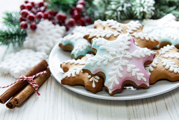 Christmas gingerbread in the plate