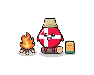 camping illustration of the denmark flag cartoon