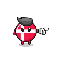 denmark flag mascot with pointing right gesture