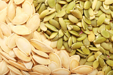 Natural pumpkin seeds as background