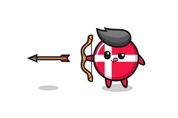 illustration of denmark flag character doing archery