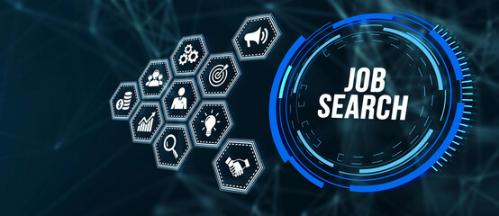 Internet, business, Technology and network concept.Job Search human resources recruitment career. 3d illustration.