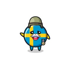 cute sweden flag as veteran cartoon
