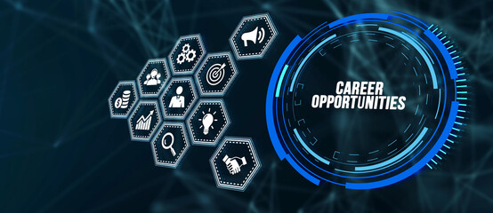 Internet, business, Technology and network concept. CAREER OPPORTUNITIES. 3d illustration.
