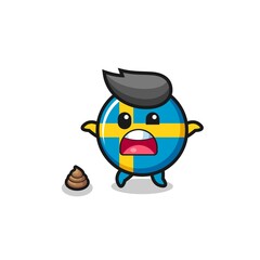 sweden flag earth surprised to meet poop