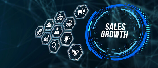 Internet, business, Technology and network concept. Sales growth, increase sales or business growth concept. 3d illustration.