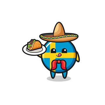 recommend clip art: sweden flag Mexican chef mascot holding a taco