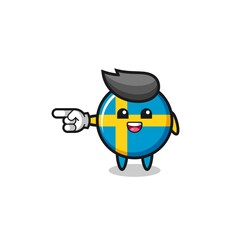 sweden flag cartoon with pointing left gesture