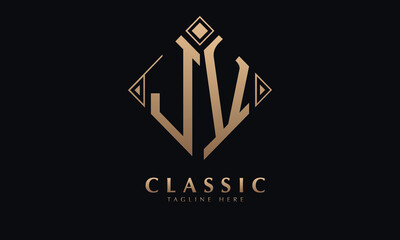 Alphabet JV or VJ diamond illustration monogram vector logo template