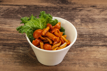 Marinated mushroom - honey agaric in the bowl