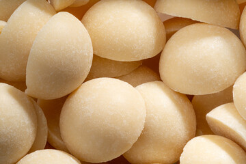 Detailed and large close up shot of chocolate couverture.